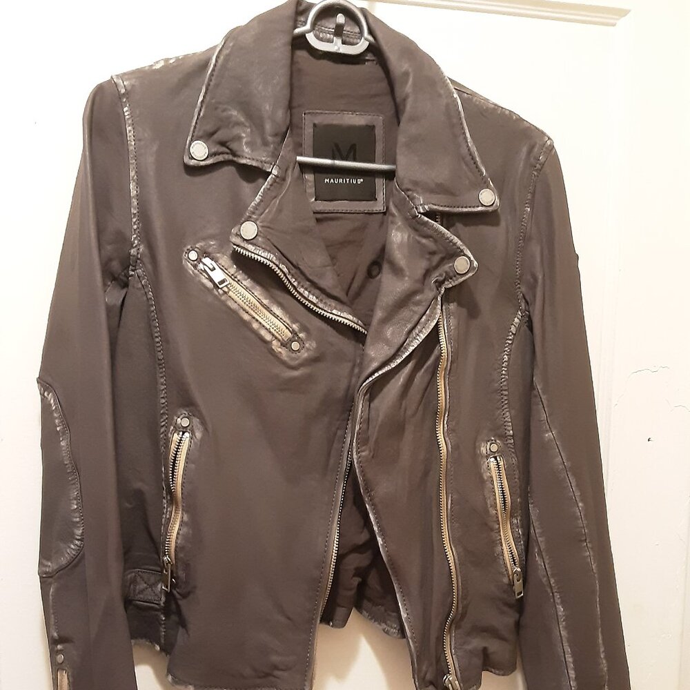 Mauritius Sofia Leather Jacket Dark Gray